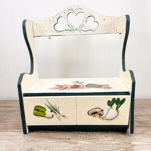 Vintage Wooden Heart Cutout Shelf with Drawer Solid Wood Rustic Wall Decor 14in